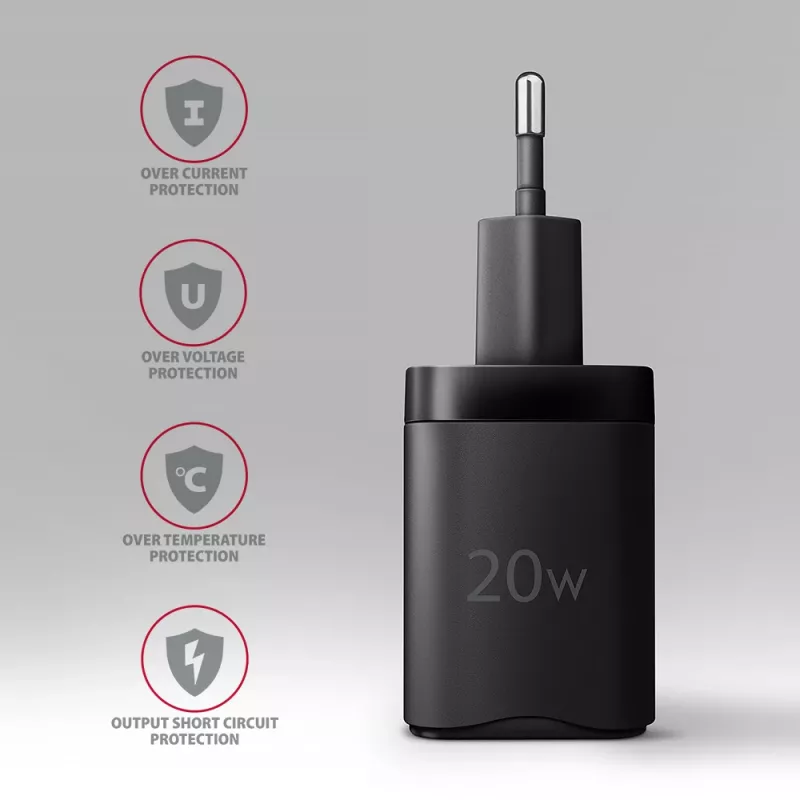Φορτιστής τοίχου Axagon ACU-PQ20 QC3.0 PD Type-C 20W Μαύρος