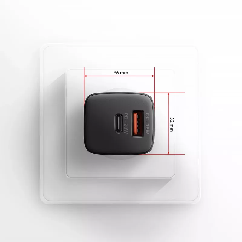 Φορτιστής τοίχου Axagon ACU-PQ20 QC3.0 PD Type-C 20W Μαύρος