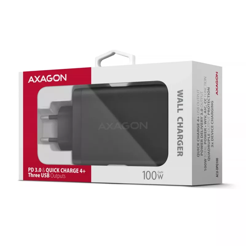 Axagon ACU-DPQ100 PD3.0 & QC 4+ THREE OUTPUTS Φορτιστής τοίχου 100W