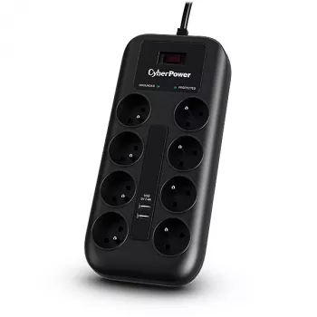 CyberPower Tracer III P0820SUF0-FR Προστασία υπέρτασης Μαύρο 8 έξοδοι AC 200–250 V 1,8 m