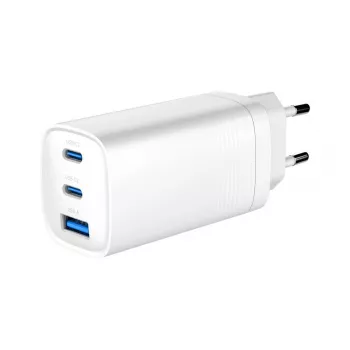 GEMBIRD Φορτιστής USB ταχείας φόρτισης – Type A & C, 3 θύρες, 65 W, QC 3.0 & PowerDelivery, GaN – Λευκό