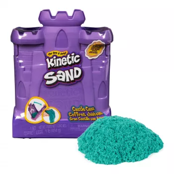 Kinetic Sand, Κουτί Κάστρου με 454 g Τιρκουάζ Άμμο Παιχνιδιού, Δοχείο Αποθήκευσης, Αισθητηριακό Παιχνίδι για Παιδιά από 3 Ετών