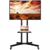 Techly ICA-TR216T κινητή βάση τηλεόρασης με ροδάκια για οθόνες 37–70 ιντσών (έως 177,8 cm), έως 50 kg, 2 ράφια, μαύρη