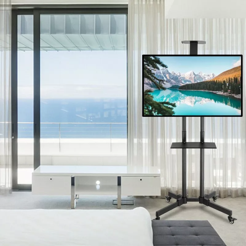 Techly ICA-TR216T κινητή βάση τηλεόρασης με ροδάκια για οθόνες 37–70 ιντσών (έως 177,8 cm), έως 50 kg, 2 ράφια, μαύρη
