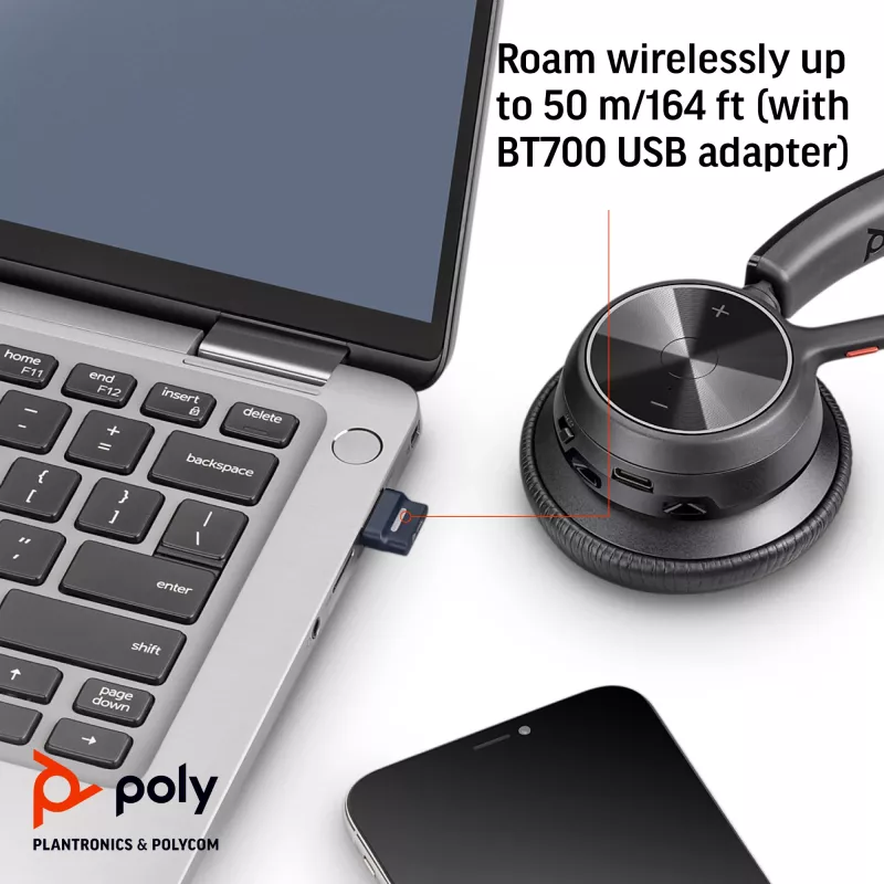 HP Poly Voyager 4320 USB-C Headset +BT700 Dongle, ασύρματο, γραφείο/call center, headset, μαύρο
