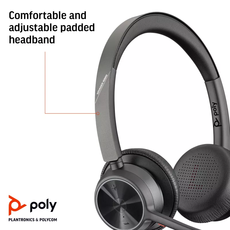 HP Poly Voyager 4320 USB-C Headset +BT700 Dongle, ασύρματο, γραφείο/call center, headset, μαύρο
