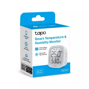 TP-Link Tapo έξυπνος μετρητής θερμοκρασίας & υγρασίας, εσωτερικού χώρου, αισθητήρας θερμοκρασίας & υγρασίας, ελεύθερης τοποθέτησης, ασύρματος, -20 - 60 °C, 0 - 99%