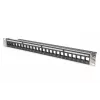 DIGITUS Modular Patch Panel, θωρακισμένο 24-Port, χωρίς εξαρτήματα, 1U, τοποθέτηση σε rack, χρώμα μαύρο διαφανή πεδία σήμανσης