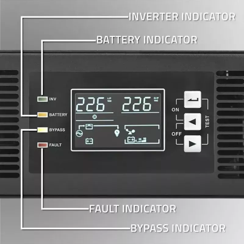 Rack UPS QOLTEC 52286 2 kVA (2000 W) συντελεστής ισχύος 1,0, τοποθέτηση σε rack