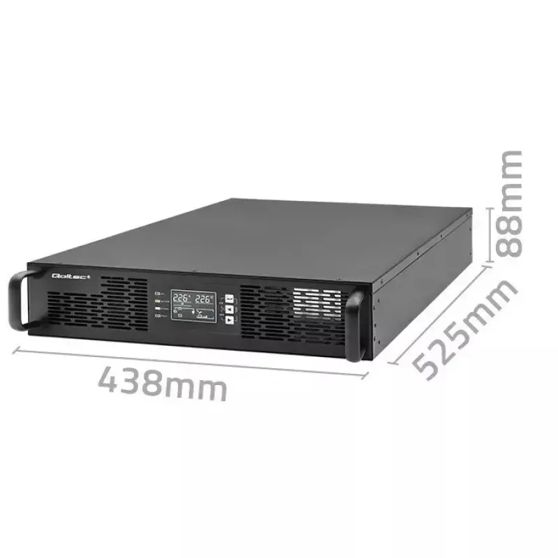 Rack UPS QOLTEC 52286 2 kVA (2000 W) συντελεστής ισχύος 1,0, τοποθέτηση σε rack