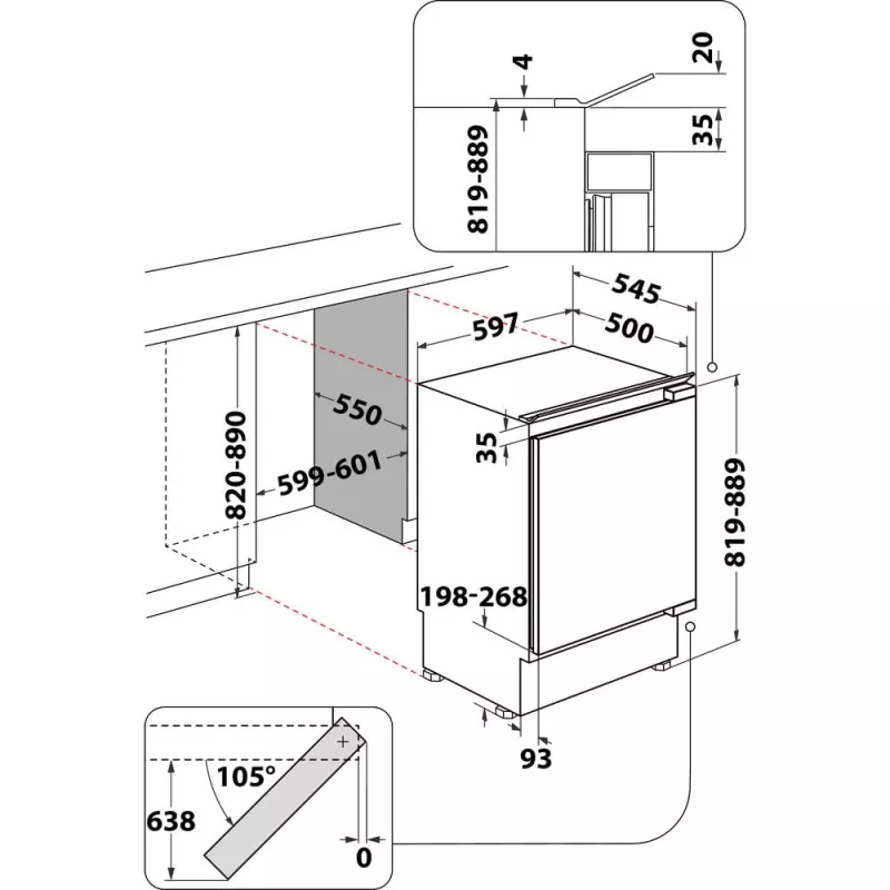 Whirlpool WBUL021 Ψυγείο Εντοιχιζόμενο 144 L Λευκό