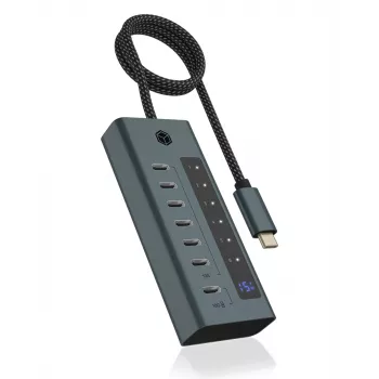 ICY BOX IB-HUB1457-C31 USB 3.2 Gen 1 (3.1 Gen 1) Type-C 10000 Mbit/s Μπλε, Γκρι