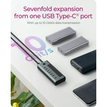ICY BOX IB-HUB1457-C31 USB 3.2 Gen 1 (3.1 Gen 1) Type-C 10000 Mbit/s Μπλε, Γκρι