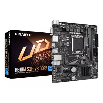 Μητρική GIGABYTE H610M S2H V3 DDR4 - Υποστηρίζει επεξεργαστές Intel Core 14ης γενιάς, 4+1+1 Hybrid Digital VRM, έως 3200 MHz DDR4, 1x PCIe 3.0 M.2, GbE LAN, USB 3.2 Gen 1