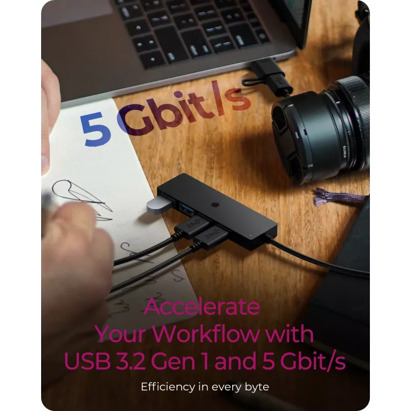 ICY BOX IB-HUB1424-C3 USB 3.2 Gen 1 (3.1 Gen 1) Type-A + Type-C 5000 Mbit/s Μαύρο