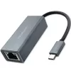 Qoltec 50352 Κάρτα διασύνδεσης RJ-45 USB Type-C υποδοχή θηλυκή Γκρι