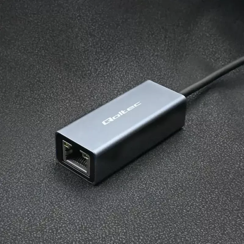 Qoltec 50352 Κάρτα διασύνδεσης RJ-45 USB Type-C υποδοχή θηλυκή Γκρι