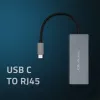 Qoltec 50352 Κάρτα διασύνδεσης RJ-45 USB Type-C υποδοχή θηλυκή Γκρι