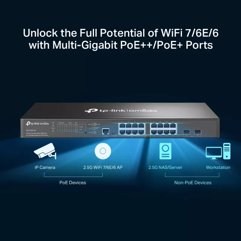 TP-Link Omada 16-Θυρών 2.5G και 2-Θυρών 10GE SFP+ L2+ Managed Switch με 8-Θυρών PoE+