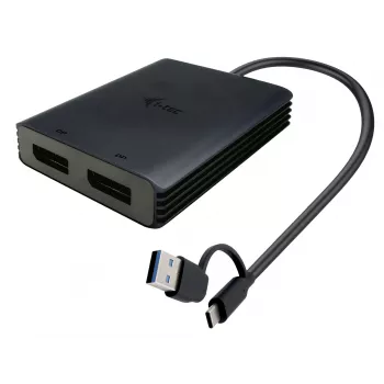 i-tec USB-A/USB-C Dual 4K/60 Hz DisplayPort προσαρμογέας βίντεο, 0,27 m, USB Type-A/USB Type-C, 2 x DisplayPort, αρσενικό, θηλυκό, 3840 x 2160 pixel