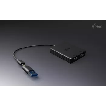 i-tec USB-A/USB-C Dual 4K/60 Hz DisplayPort προσαρμογέας βίντεο, 0,27 m, USB Type-A/USB Type-C, 2 x DisplayPort, αρσενικό, θηλυκό, 3840 x 2160 pixel