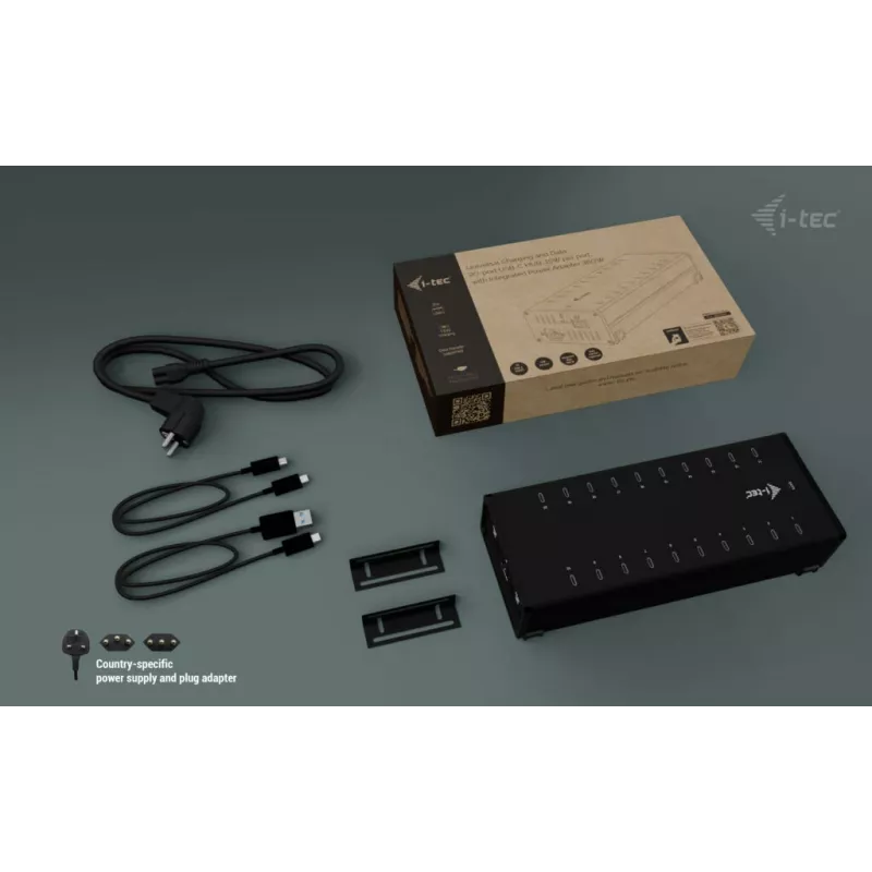 i-tec USB-C/USB-A μεταλλικό HUB φόρτισης + δεδομένων, 15W ανά θύρα, 20x USB-C