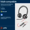 HP Poly Blackwire 8225 στερεοφωνικό USB-C headset +προσαρμογέας USB-C/A
