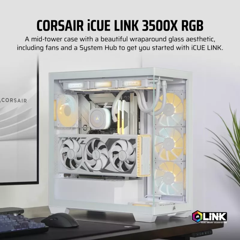 CORSAIR κουτί PC - Icue Link 3500x RGB Mid-tower - λευκό