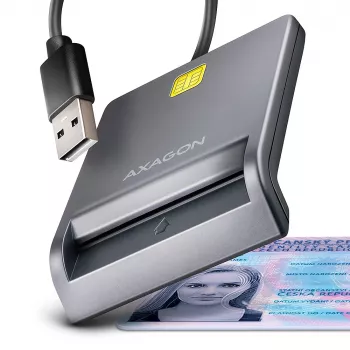 Αναγνώστης καρτών Smart/ID Axagon CRE-SM3T USB-A, επίπεδος, USB 2.0, 1,3 m, μαύρος, 56 g
