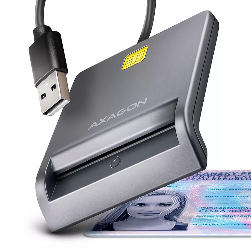 Αναγνώστης καρτών Smart/ID Axagon CRE-SM3T USB-A, επίπεδος, USB 2.0, 1,3 m, μαύρος, 56 g