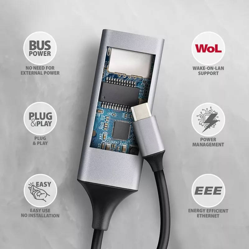 Προσαρμογέας Axagon ADE-TXPD USB-C Gigabit Ethernet με PD 100W