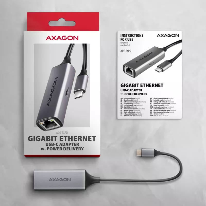 Προσαρμογέας Axagon ADE-TXPD USB-C Gigabit Ethernet με PD 100W