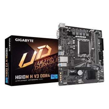 GIGABYTE H610M H V3 DDR4 Motherboard - Υποστηρίζει Intel Core 14ης γενιάς CPUs, 4+1+1 Hybrid Phases Digital VRM, έως 3200 MHz DDR4, 1x PCIe 3.0 M.2, GbE LAN, USB 3.2 Gen 1