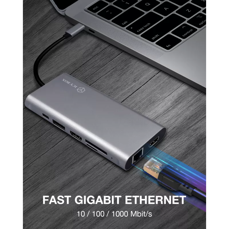 ICY BOX IB-DK4050-CPD ενσύρματο USB 3.2 Gen 1 (3.1 Gen 1) Type-C ανθρακί