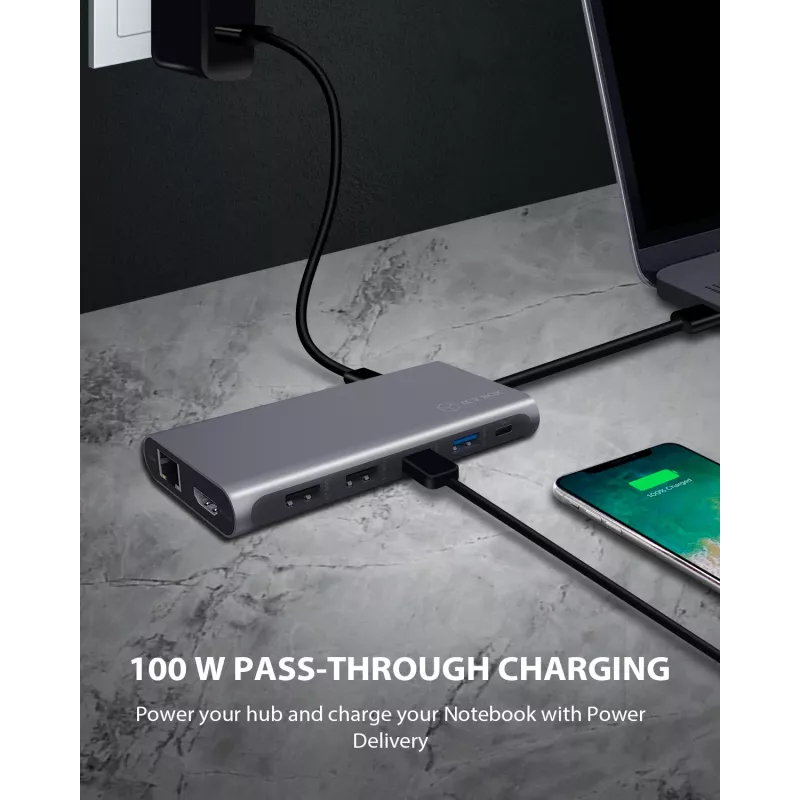 ICY BOX IB-DK4050-CPD ενσύρματο USB 3.2 Gen 1 (3.1 Gen 1) Type-C ανθρακί