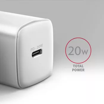 Axagon ACU-PD20W Επιτοίχιος φορτιστής 1x QC3.0/AFC/FCP/PD Type-C 20W λευκό