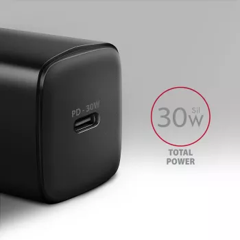 Axagon ACU-PD30 PD3.0 & QC4+ 1x Έξοδος Επιτοίχιος φορτιστής 30W, εσωτερικού χώρου, AC, μαύρο