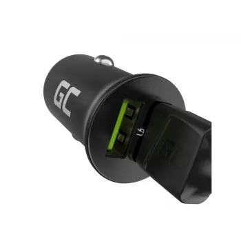 Green Cell GC PowerRide Nano36 CADM-GC-36AA φορτιστής αυτοκινήτου 36 W 6 A, 2 × USB-A, γρήγορη φόρτιση Ultra Charge, 12/24 V, μαύρος