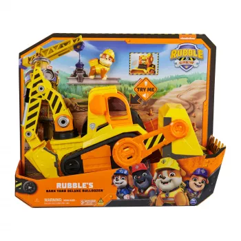 Rubble & Crew, Bark Yard Deluxe Bulldozer όχημα κατασκευής παιχνίδι με φώτα, ήχους & φιγούρα Rubble, παιδικό παιχνίδι για αγόρια και κορίτσια από 3 ετών