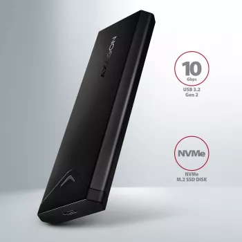 Axagon EEM2-UB2 Εξωτερική μεταλλική θήκη USB-C 10Gbps για M.2 NVMe SSD. Μαύρο