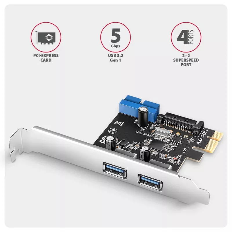 Axagon PCEU-232RS PCIe Controller 2x εξωτ. + 2x εσωτ. USB 5Gbps