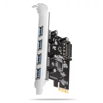Axagon PCEU-430RS κάρτα ελεγκτή PCIe 2.0 x1, 4x εξωτερικά USB-A 5 Gbps (USB 3.2 Gen 1), Renesas PD720201, UASP, τροφοδοσία SATA 15 ακίδων