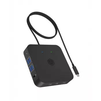 ICY BOX IB-DK4090-C σταθμός σύνδεσης USB-C 12 σε 1, 3x HDMI 4K@60Hz, Gigabit LAN, 4x USB-A 3.2 Gen 1, 2x USB-C 3.2 Gen 2, PD έως 100 W, μαύρος