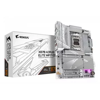 GIGABYTE X870 AORUS ELITE WIFI7 ICE Μητρική - Υποστηρίζει AMD Ryzen 9000 CPUs, 16+2+2 Φάσεις Digital VRM, έως 8200 MHz DDR5 (OC), 3xPCIe 5.0 + 1xPCIe 4.0, Wi-Fi 7, 2.5GbE LAN, USB 4