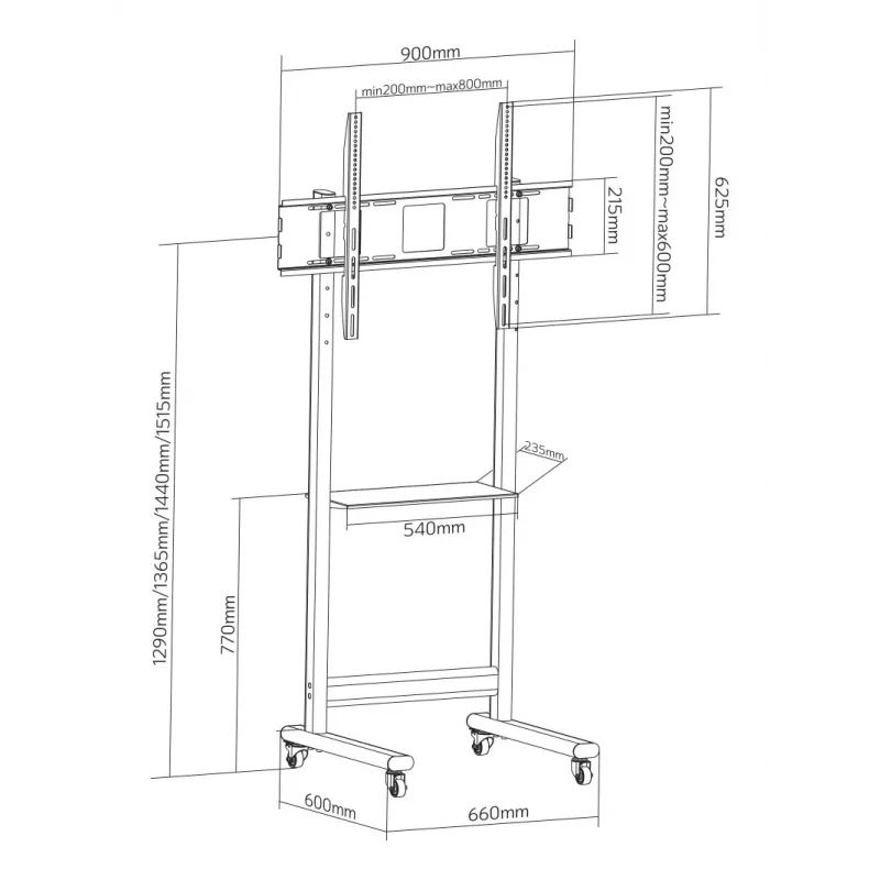 Techly ICA-TR74 βάση/στήριγμα τοίχου TV 2,29 m (90 ίντσες) μαύρο