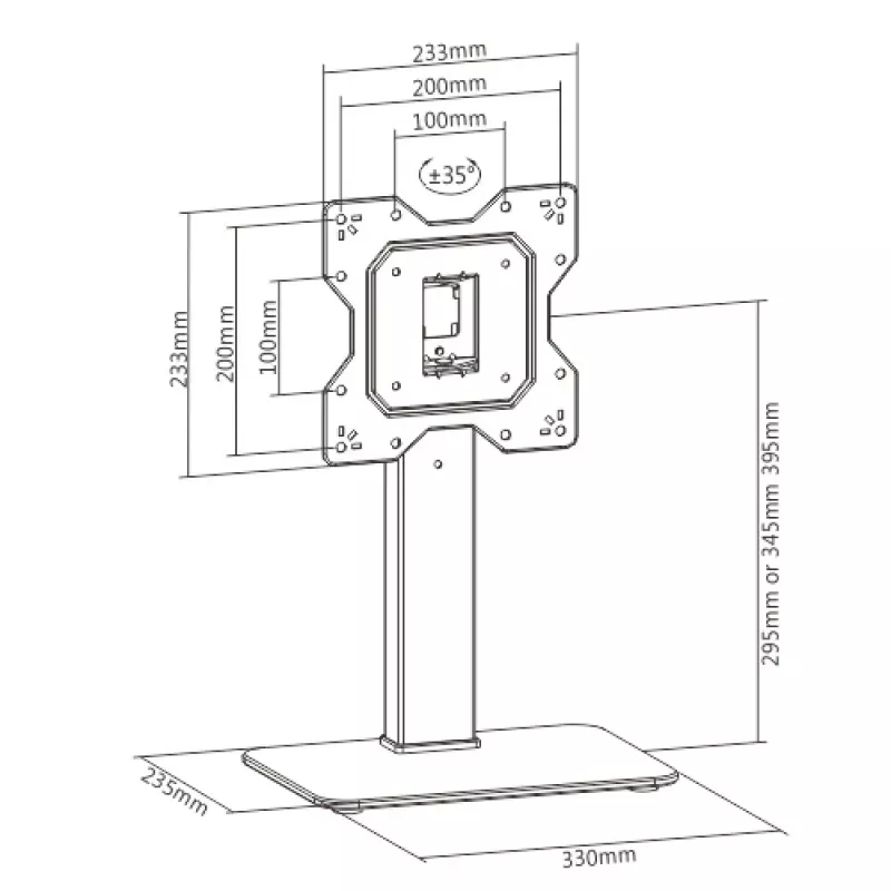 Techly ICA-LCD 323S επιτραπέζια βάση τηλεόρασης / οθόνης, 23–43 ίντσες (58,4–109,2 cm), 40 kg, περιστρεφόμενη, VESA 200x200, βάση από σκληρυμένο γυαλί, μαύρη