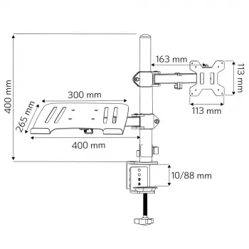 Techly ICA-LCD 174NB επιτραπέζια βάση οθόνης με ράφι για φορητό υπολογιστή, 13–32 ίντσες (33–81,3 cm), 8 kg, φορητός 12–17 ίντσες, VESA 75x75 / 100x100, μαύρη