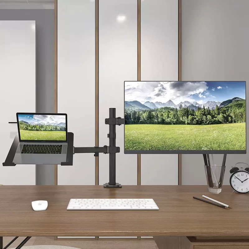 Techly ICA-LCD 174NB επιτραπέζια βάση οθόνης με ράφι για φορητό υπολογιστή, 13–32 ίντσες (33–81,3 cm), 8 kg, φορητός 12–17 ίντσες, VESA 75x75 / 100x100, μαύρη