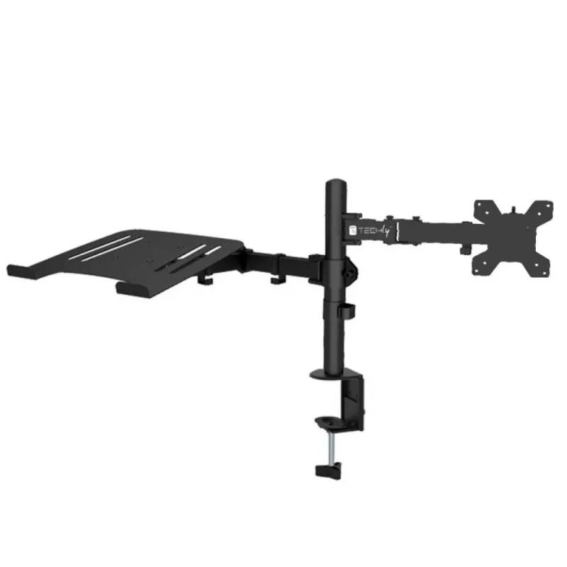 Techly ICA-LCD 174NB επιτραπέζια βάση οθόνης με ράφι για φορητό υπολογιστή, 13–32 ίντσες (33–81,3 cm), 8 kg, φορητός 12–17 ίντσες, VESA 75x75 / 100x100, μαύρη