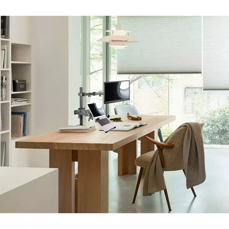 Techly ICA-LCD 174NB επιτραπέζια βάση οθόνης με ράφι για φορητό υπολογιστή, 13–32 ίντσες (33–81,3 cm), 8 kg, φορητός 12–17 ίντσες, VESA 75x75 / 100x100, μαύρη